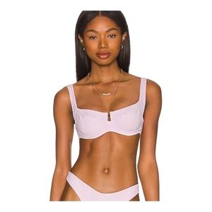L*Space Pointelle Rib Camellia Bikini Top Peony NWT